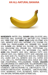 Banana with ingredient list below