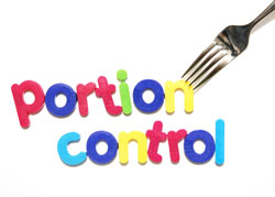 Portion control text with fork
