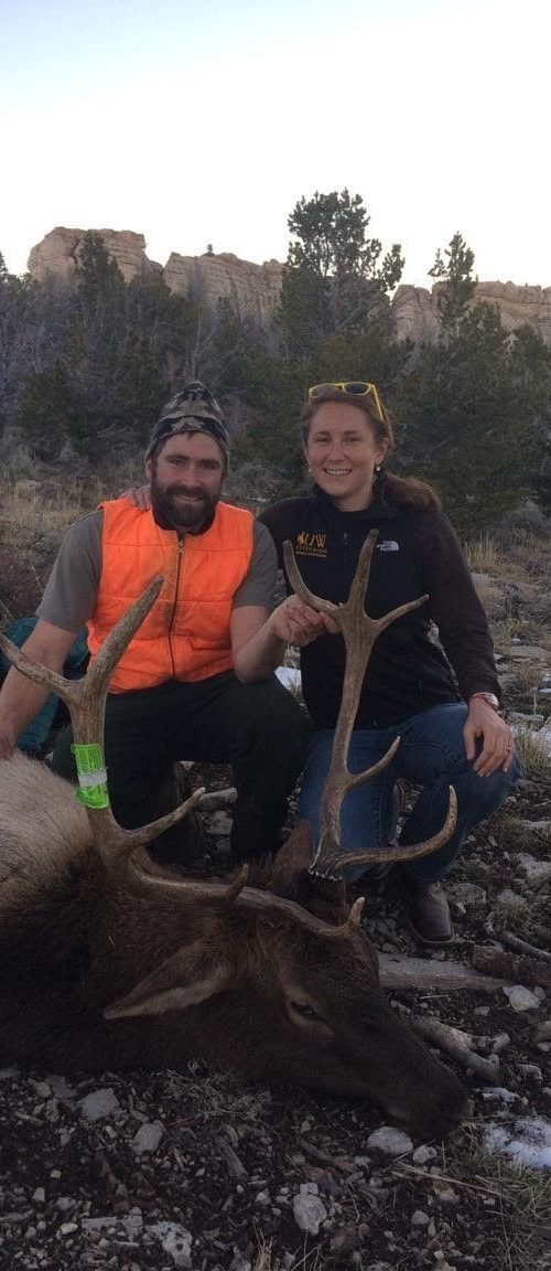 NFS educator with husband and elk harvested