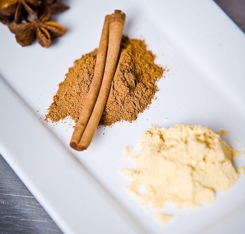 Spices on white plate