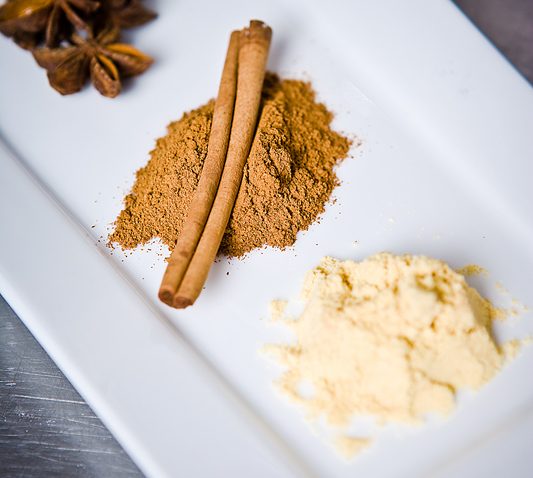 Spices on white plate