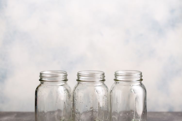 Clear canning jars