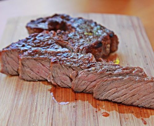 Sliced beef steak