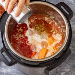 Pressure Cooker with food inside