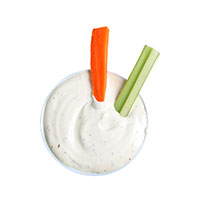 Carrot and Celery sticks in ranch dressing