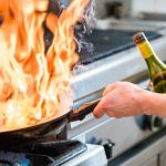 Chef cooking with alcohol