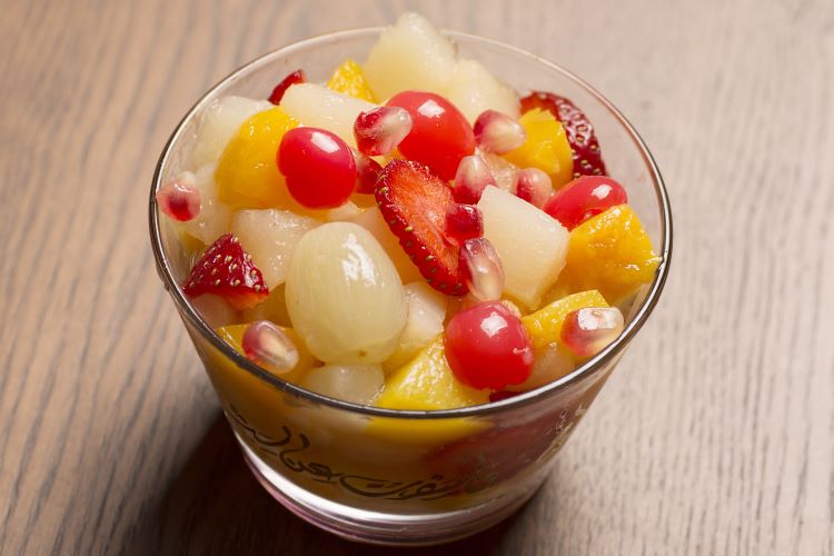fruit cocktail in a glass