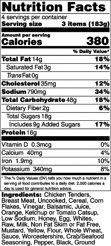 Nutrition label