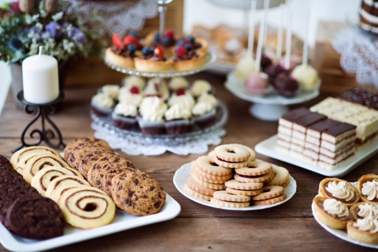 different kinds of pastries on table